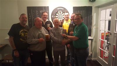 Presenting a tankard to Graham, winner of the passport prize draw at the 2016 Clacton Real Ale & Cider Festival, at the Old Lifeboat House, Clacton-on-Sea, 30/11/2016.