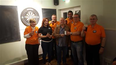 Presenting a tankard to John, winner of the passport prize draw at the 2017 Clacton Real Ale & Cider Festival, at the Old Lifeboat House, Clacton-on-Sea, 05/10/2017.