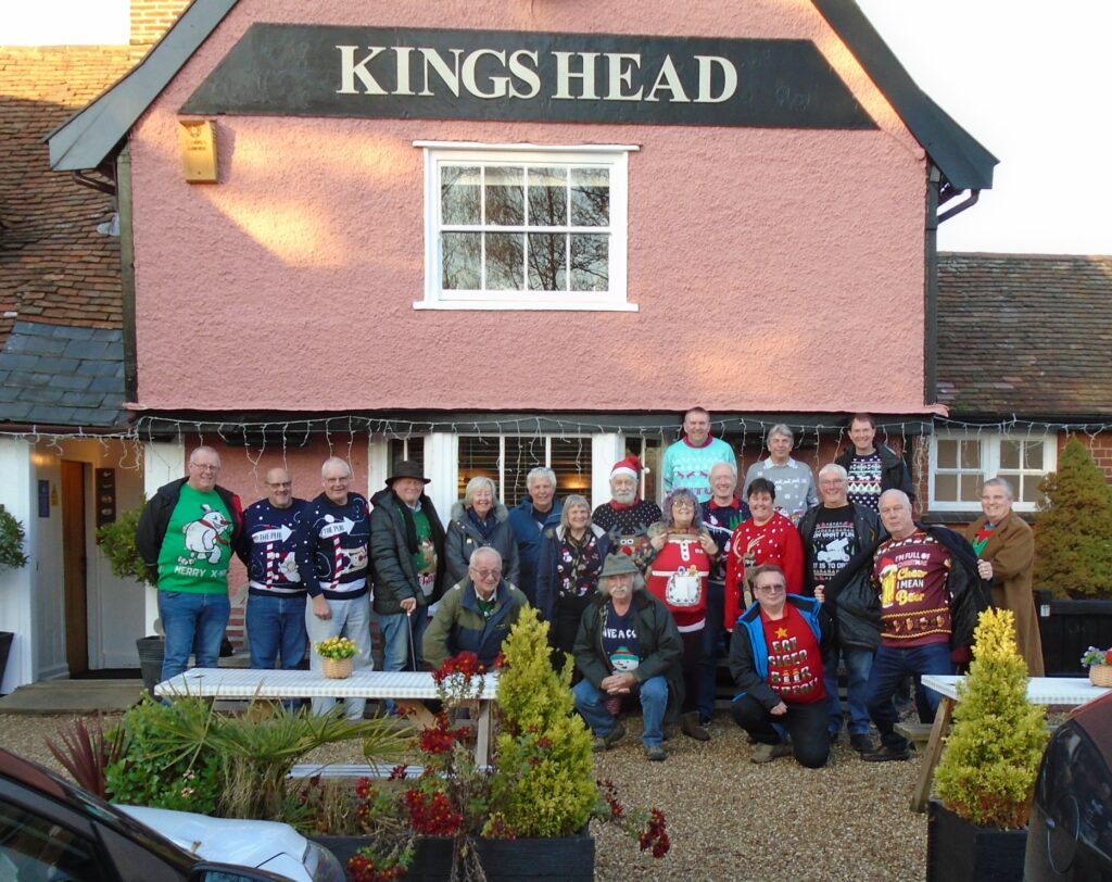 CAMRA members on the Christmas Jumper Day trip in 2022